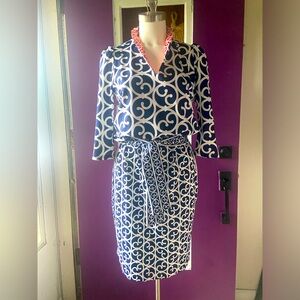 Gretchen Scott Dress in Navy Arabesque SizeM Coastal Event Travel Cocktail